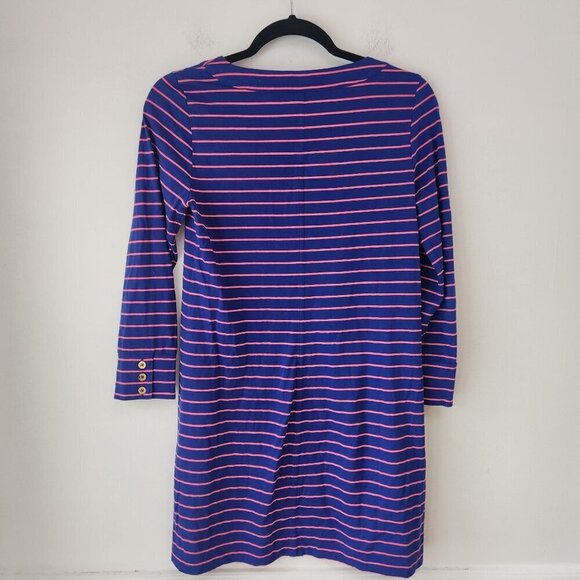 Lilly Pulitzer Blue Pink Striped Nautical Shift Dress Preppy Beaded Women's XS - Picture 2 of 6